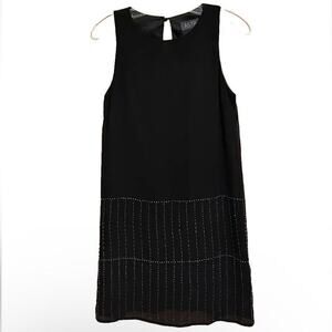 ASTR Dress Womens XS Beaded Mini Sleeveless Cocktail Keyhole Cutout Black LBD